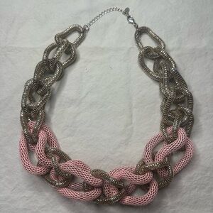 Chunky Pink and Gold Statement Necklace